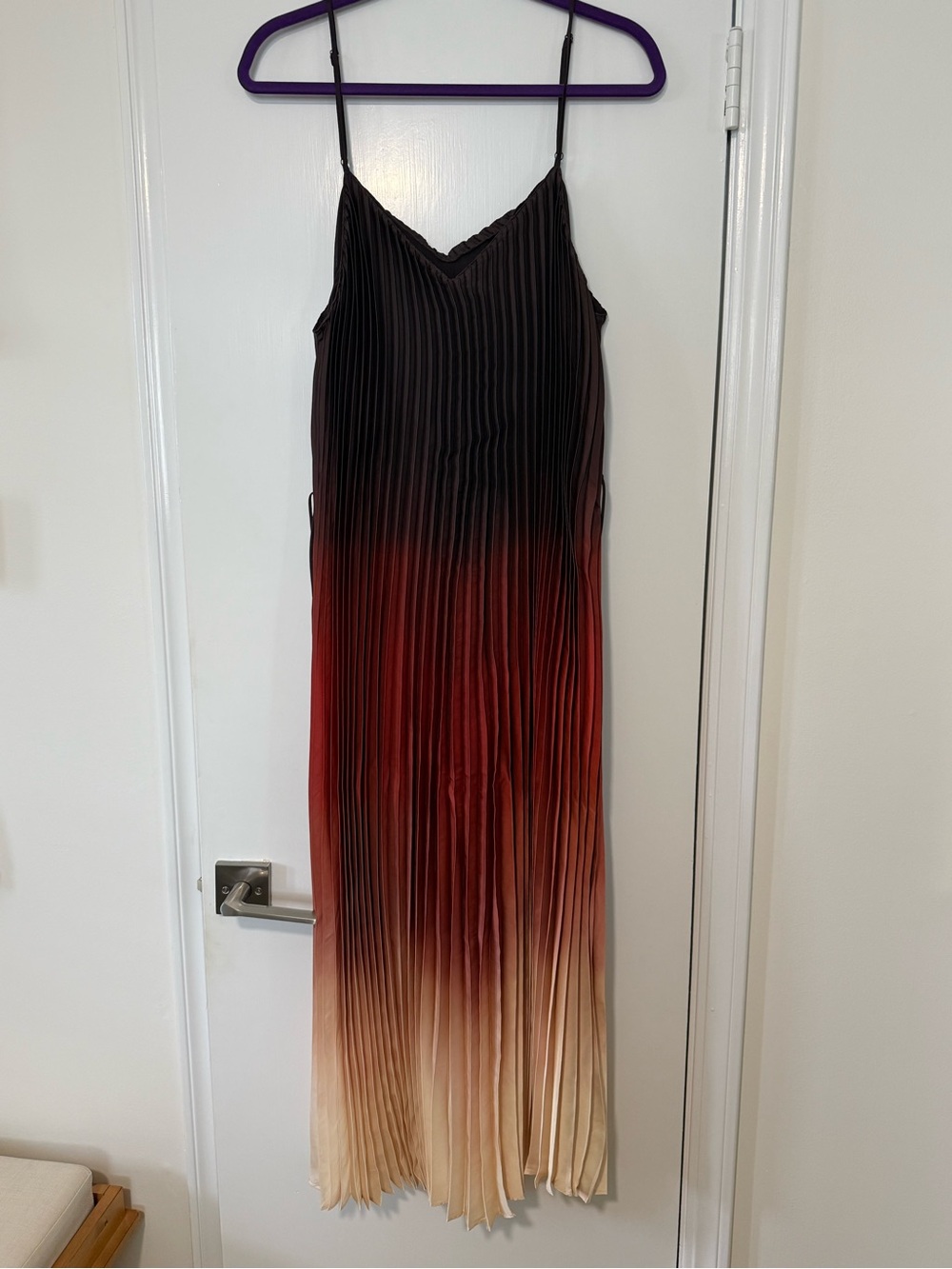 Banana Republic Ombre Pleated Maxi Dress in Black/Red/Cream